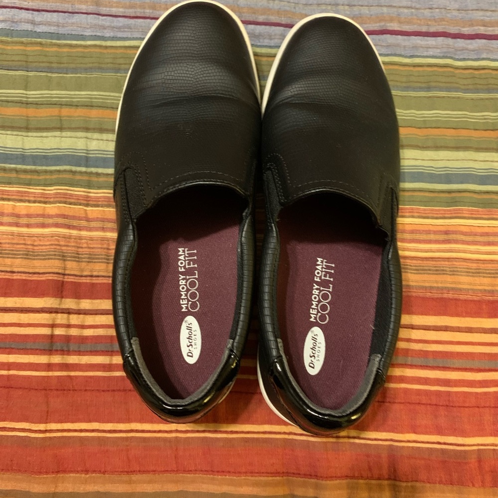 Black and white slip on shoes